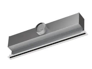VZ-41 - 1-slot with support profiles, end angles on both sides and plenum box with horizontal duct connection