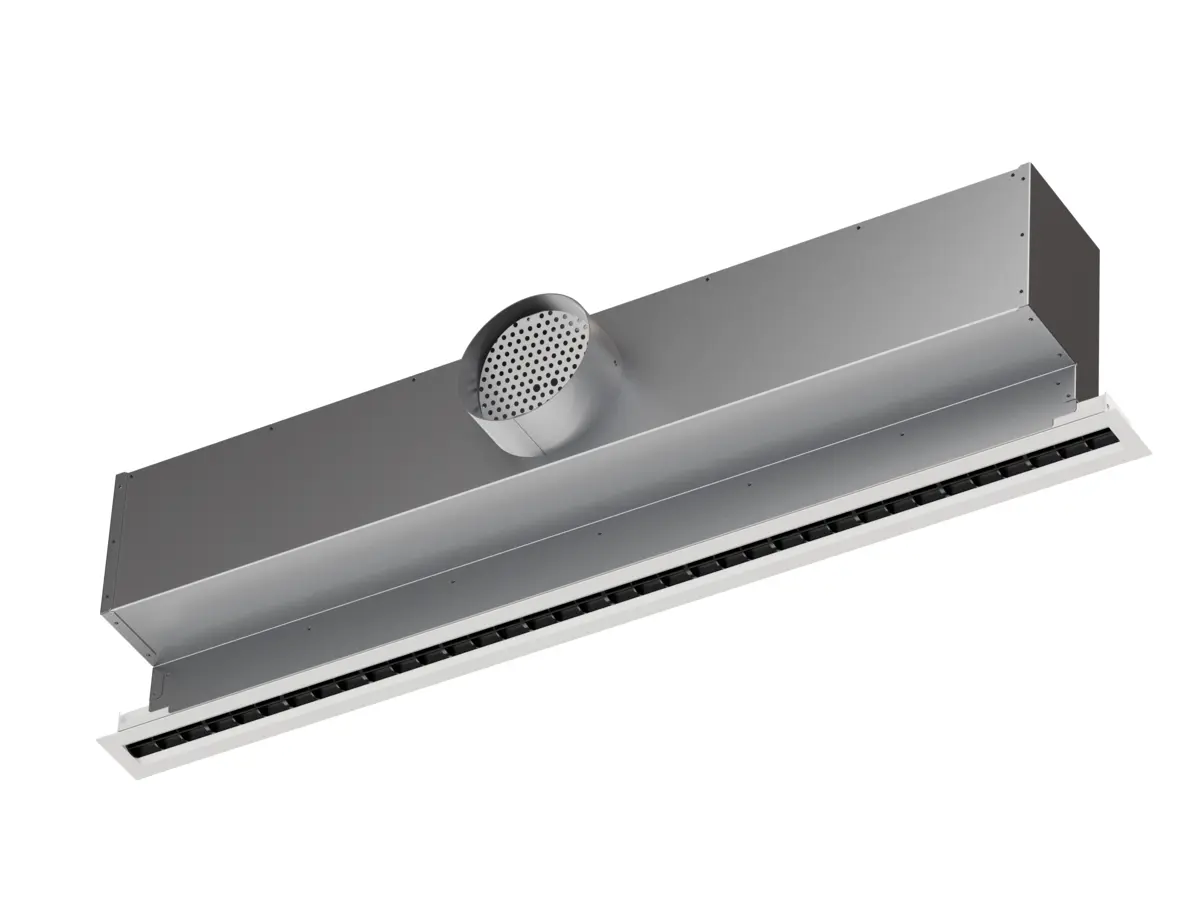 VZ-41 - 1-slot with support profiles, end angles on both sides and plenum box with horizontal duct connection
